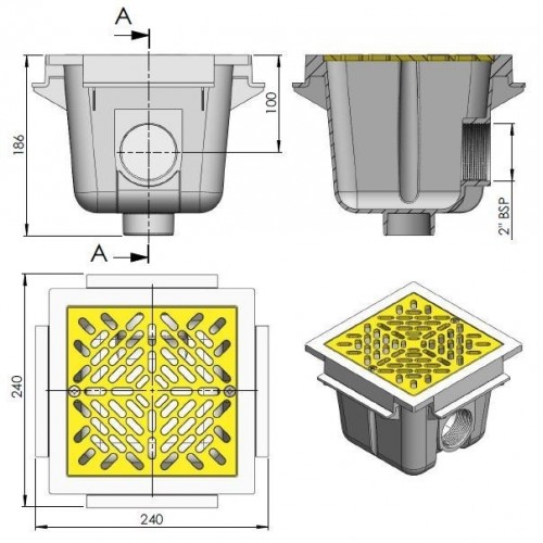 Sumidero con rejilla ABS...