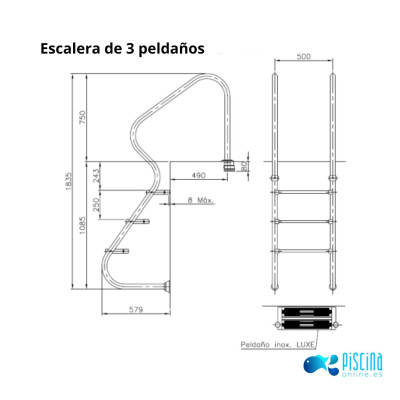 Escalera de 3 peldaños medidas